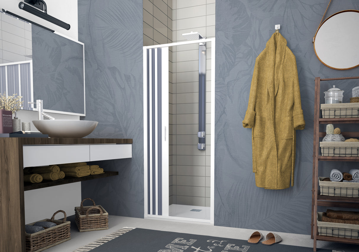 FLEXdoûr Folding PVC Shower Enclosure Door with Side Opening 1850mm Height x Various Reducible Width "Made in Italy"