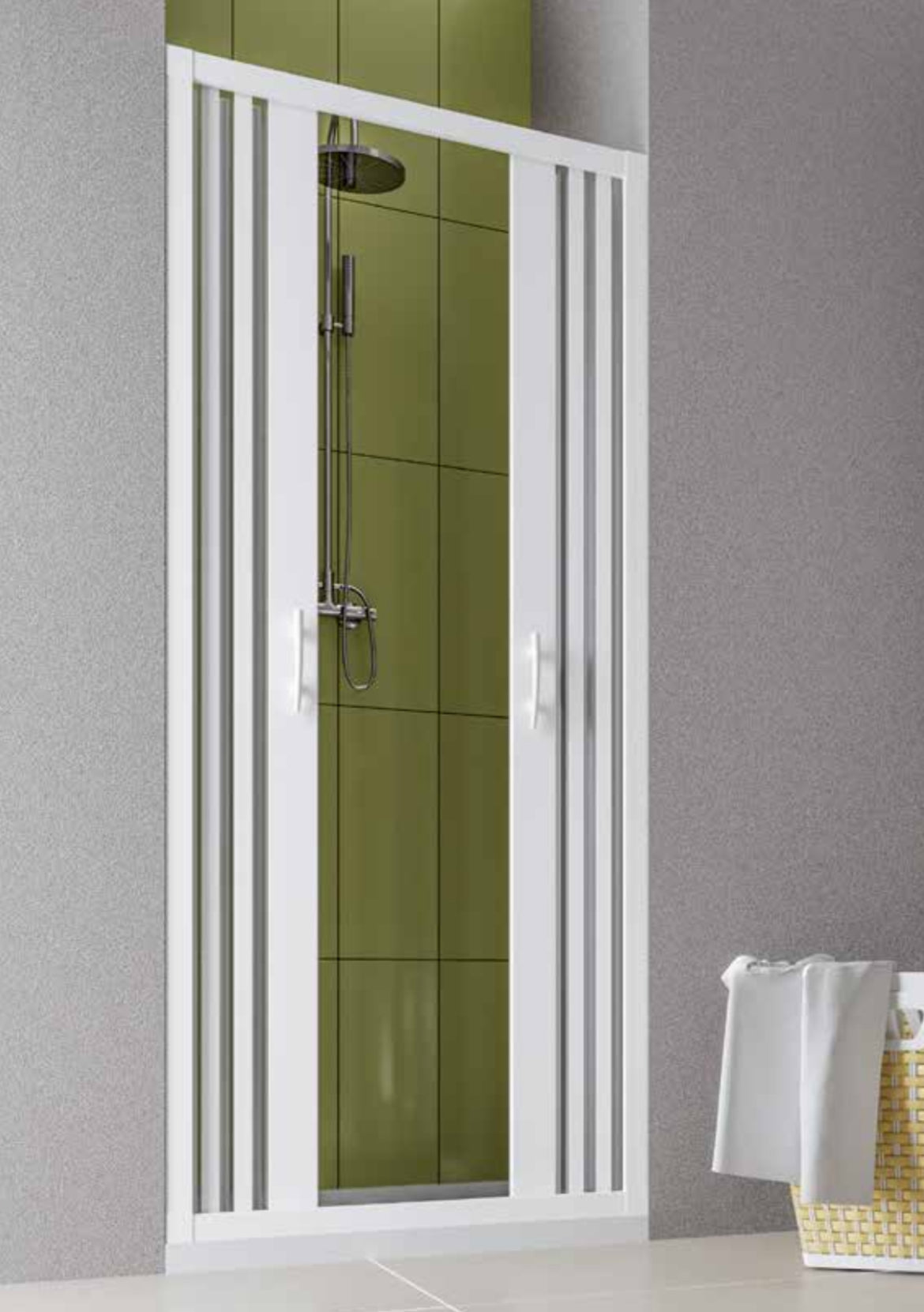 FLEXdoûr Folding PVC Shower Enclosure Doors Central Opening 1850mm Height x Various Reducible Width "Made in Italy"