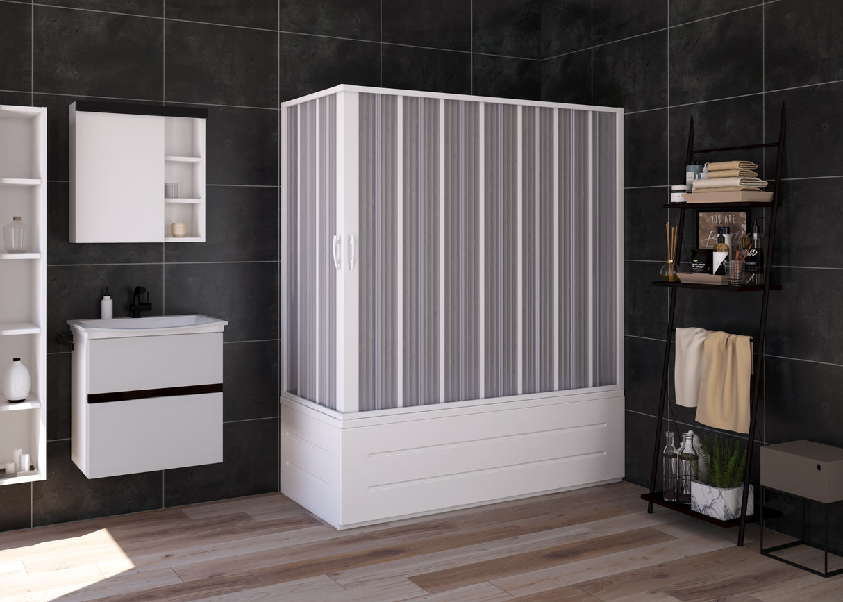 FLEXdoûr Folding PVC Bath Enclosure Doors - Central Opening, Corner Shower, 1500mm Height x 1700mm Adjustable Width | Made in Italy