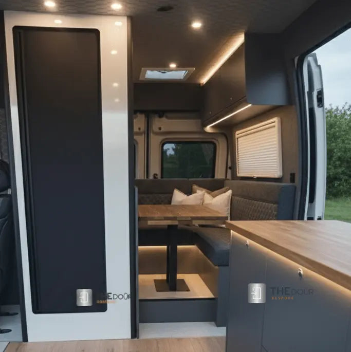 ROLdour Noir Campervan / RV Shower Door Custom Made to Measure From 1500mm up to 2000mm Tall THEdoûr Bespoke