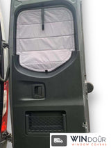 WINdoûr insulated￼ Magnetic Window Covers for All Sprinter Models, Rear Barn Door A Pair of, Blackout Covers with Large Net Accessory ￼Storage Pocket.
