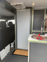 ROLdour Gloss Grey Retractable Waterproof Campervan, RV Shower door kit Tambour Alternative