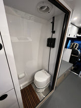 ROLdour Duschtür-Set, glänzend grau, einziehbar, wasserdicht, für Wohnmobile und Wohnmobile, Tambour-Alternative 