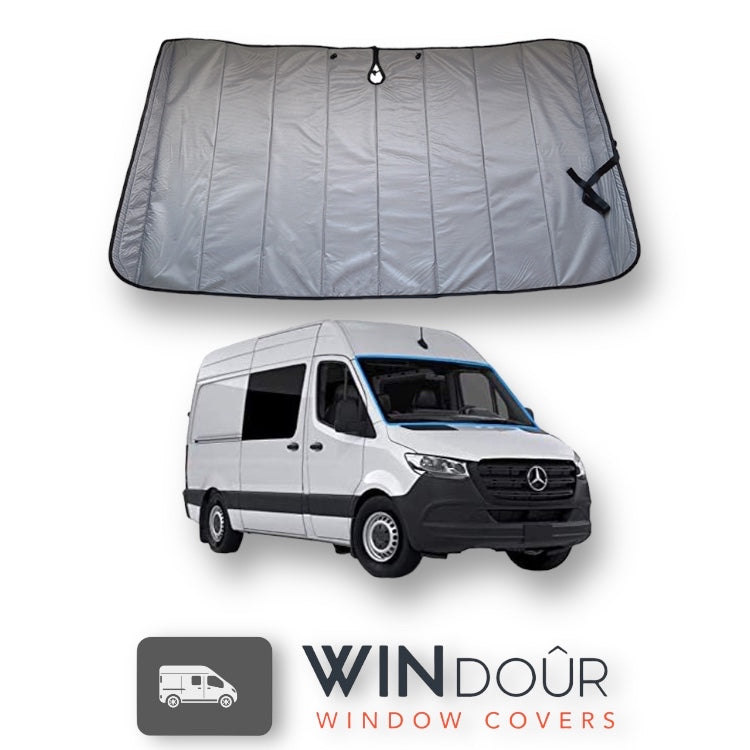 WINdoûr insulated Magnetic Windscreen ￼& Blackout Window Cover for All Sprinter Models.