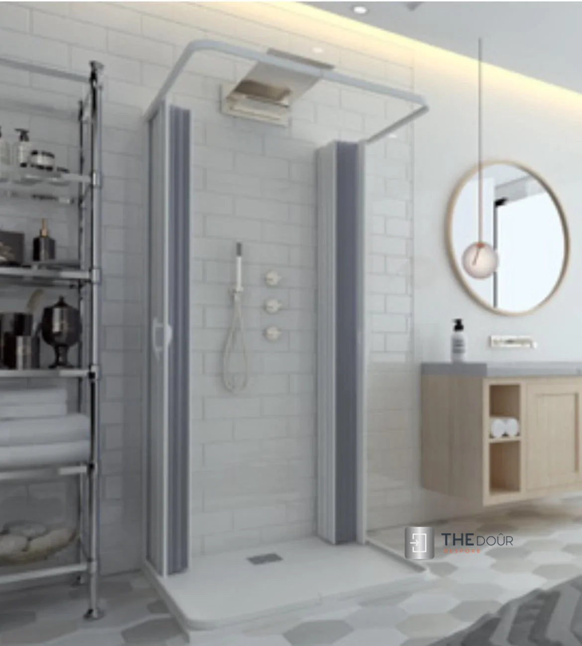 FLEXdoûr 3 Side Folding PVC Shower Enclosure Doors with central Opening 1850mm Height x Various Widths