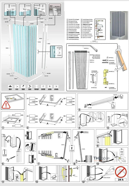 FLEXdoûr Corner PVC Shower Door with central Opening 1850mm Height x Various Reducible Width