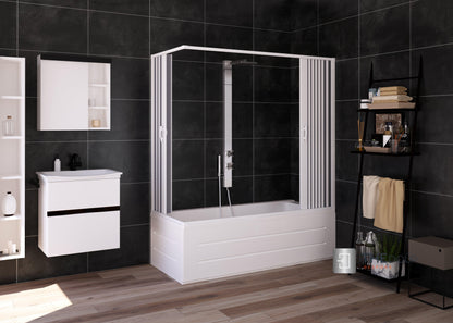 FLEXdoûr Folding PVC Bath Enclosure Doors - Central Opening, Corner Shower, 1500mm Height x 1700mm Adjustable Width | Made in Italy