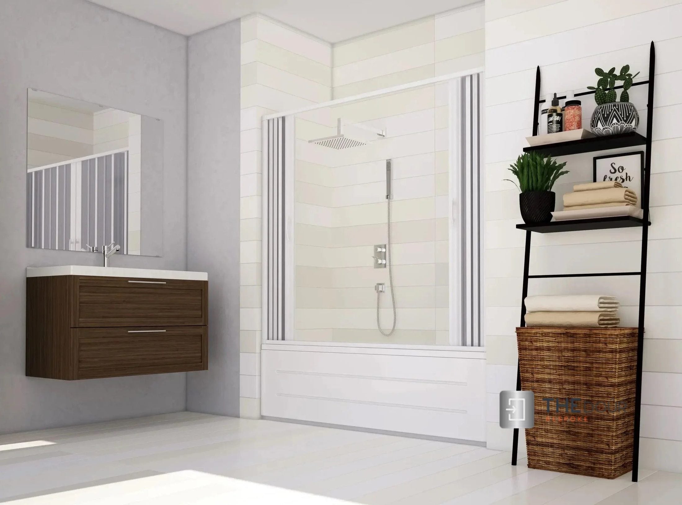 FLEXdoûr Folding PVC Bath Enclosure Doors - Central Opening, 1500mm Height x 1700mm Width (Adjustable to 1400mm) | Made in Italy