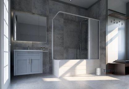 FLEXdoûr Folding PVC Bath Enclosure Doors - Side Opening, Corner Shower, 1500mm Height x 1700mm Adjustable Width | Made in Italy