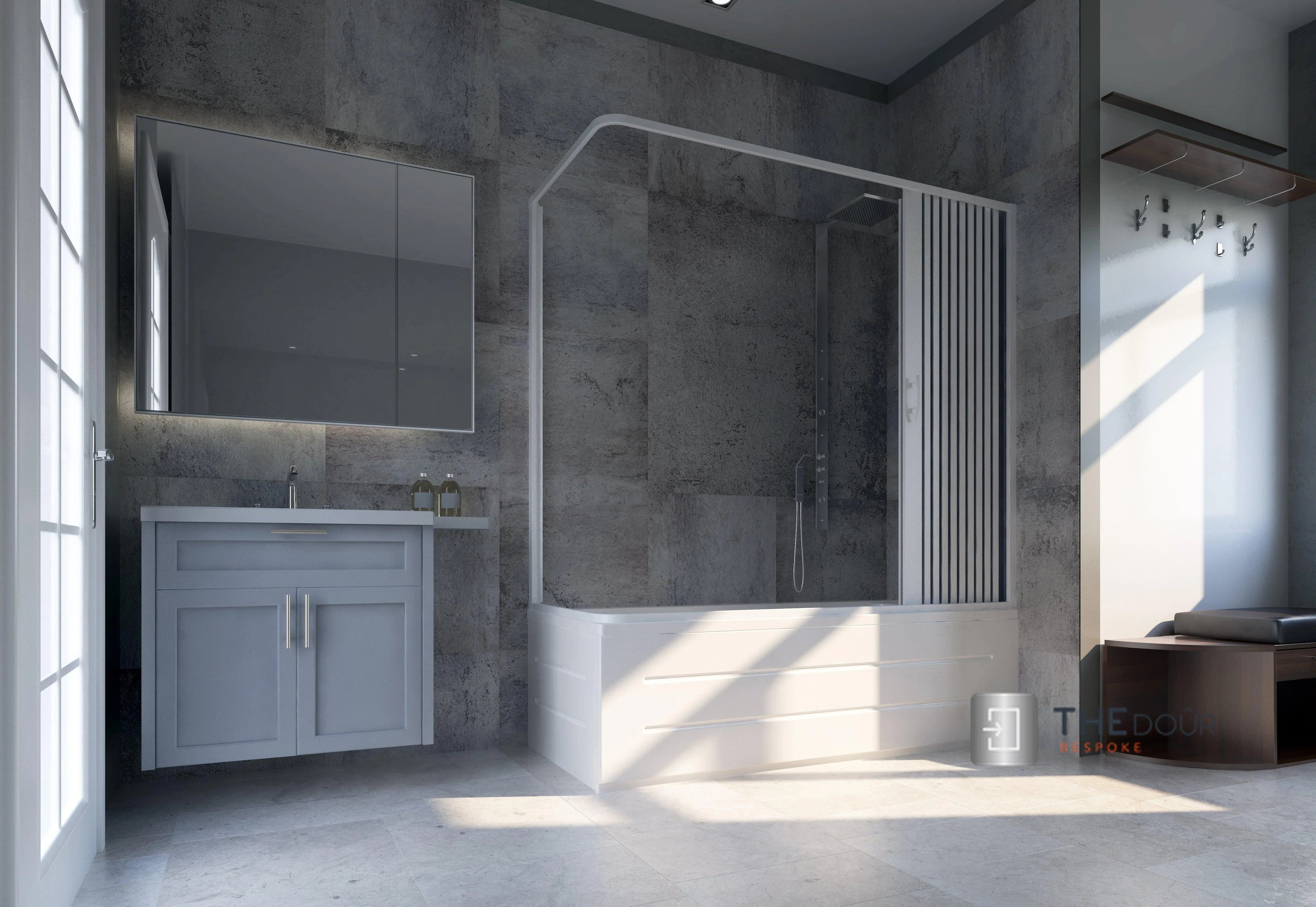 FLEXdoûr Folding PVC Bath Enclosure Doors - Side Opening, Corner Shower, 1500mm Height x 1700mm Adjustable Width | Made in Italy