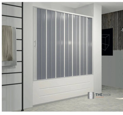 FLEXdoûr Folding PVC Bath Enclosure Doors - Side Opening, 1500mm Height x 1700mm Width (Adjustable to 1400mm) | Made in Italy