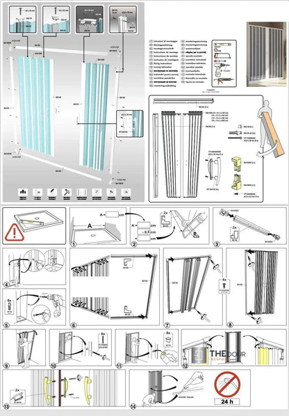 FLEXdour Folding PVC Shower Enclosure Doors Central Opening 1850mm Height x Various Width