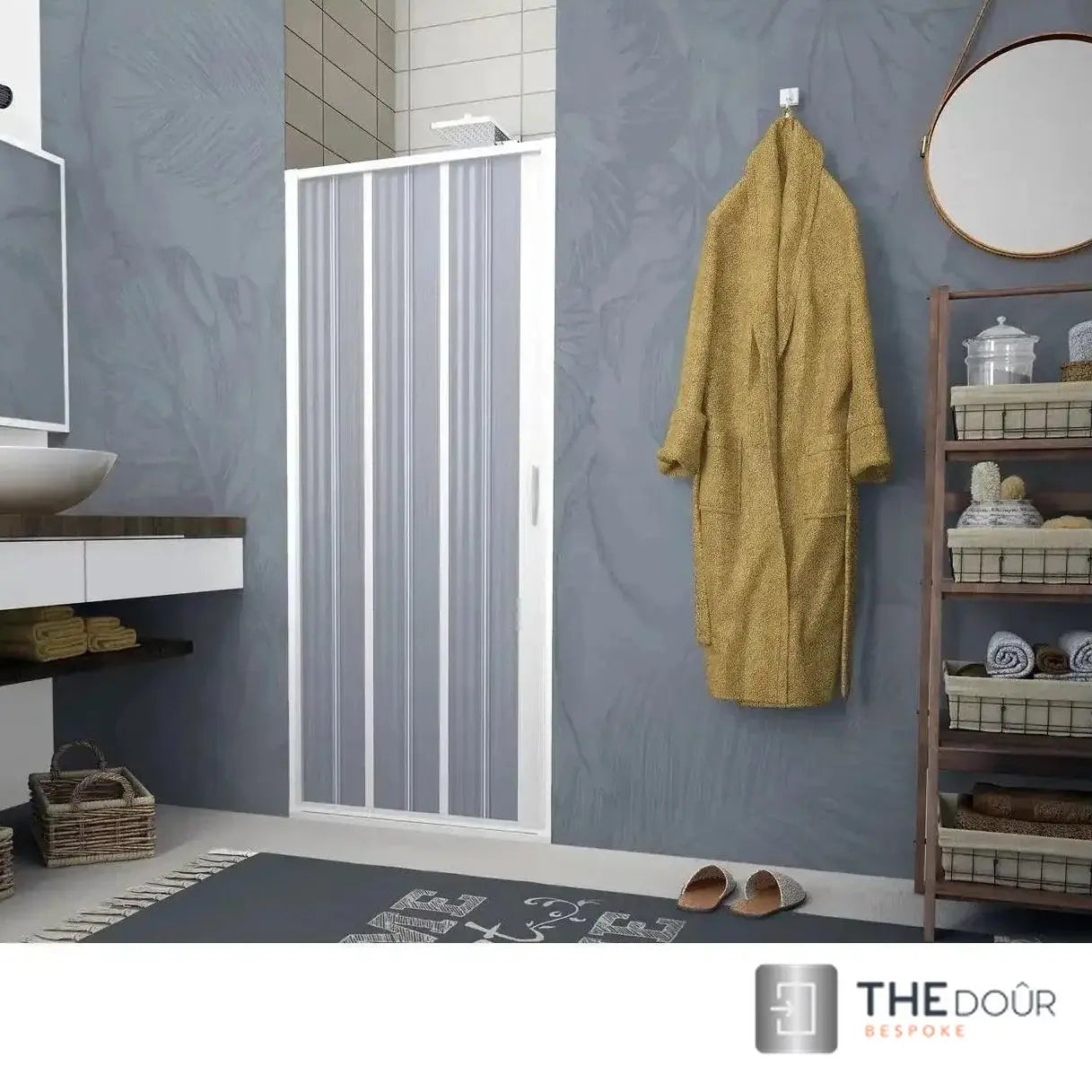 FLEXdoûr PVC Folding Shower Door with Side Opening 1850mm Height x Various Width THEdoûr Bespoke