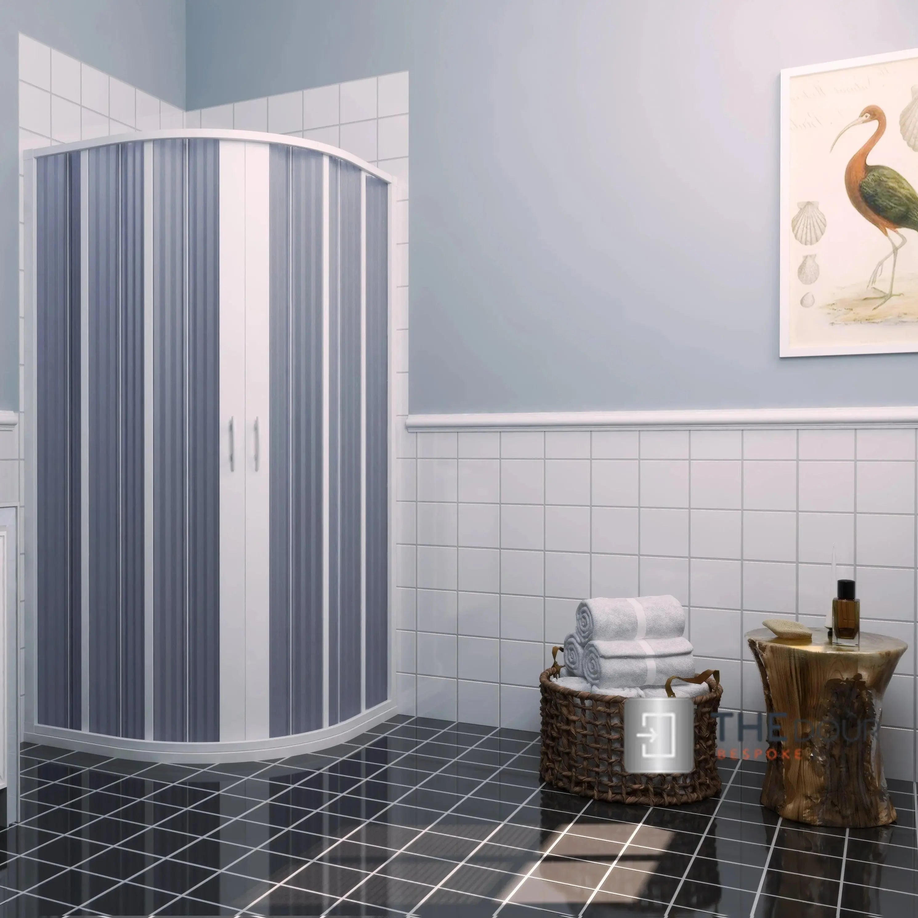 FLEXdoûr PVC Shower Door with Central Opening 1850mm Height x Various Width THEdoûr Bespoke