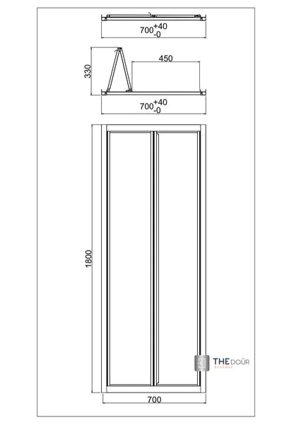 FOLdoûr Bi Fold Accordion Aluminium Frame Frosted Acrylic Shower Screen Door Designed for a Campervan