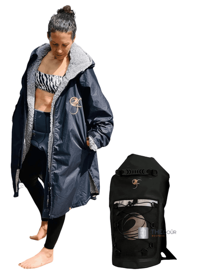 GF Large Dry Beach Changing Robe, Sherpa Fleece Lining - Waterproof, Windproof Oversized Coat - Swimming - Water-sports
