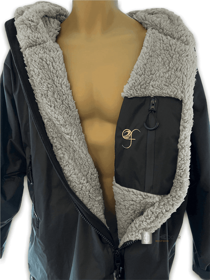 GF Large Dry Beach Changing Robe, Sherpa Fleece Lining - Waterproof, Windproof Oversized Coat - Swimming - Water-sports