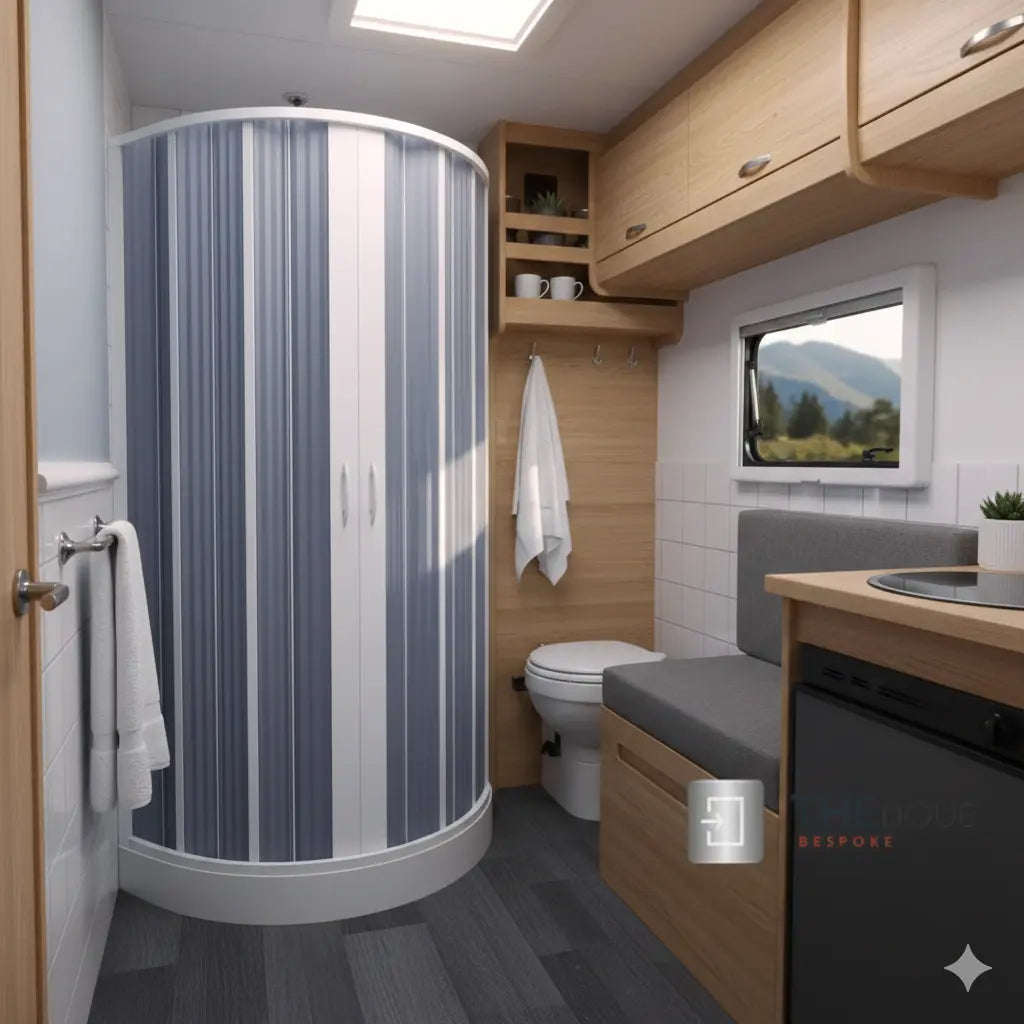 FLEXdoûr Safe Zero-Glass - PVC Shower Door with Central Opening 1850mm Height x Various Width THEdoûr Bespoke