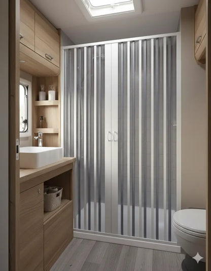 FLEXdoûr Safe Zero-Glass Folding PVC Shower Enclosure Doors | Central Opening, 1850mm Height, Various Widths THEdoûr Bespoke