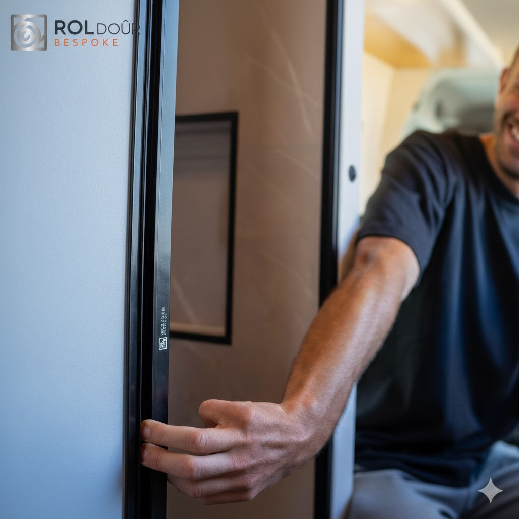 Lagerbestand an festgelegten Größen in Großbritannien – ROLdoûr 1700 mm oder 1800 mm hoch x 1000 mm breit, „Einfache Breite, selbst zuschneiden“