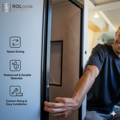 Lagerbestand an festgelegten Größen in Großbritannien – ROLdoûr 1700 mm oder 1800 mm hoch x 1000 mm breit, „Einfache Breite, selbst zuschneiden“