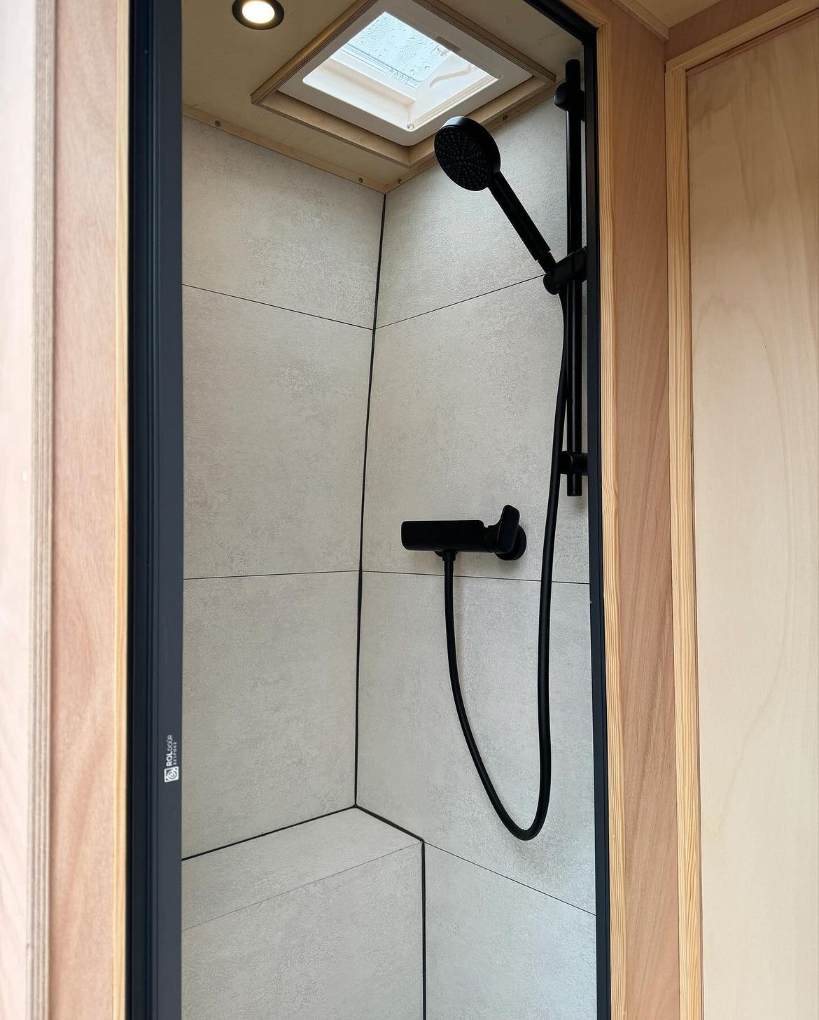 ROLdour Campervan impermeable retráctil marrón oscuro, kit de puerta de ducha RV Tambour Alternative 