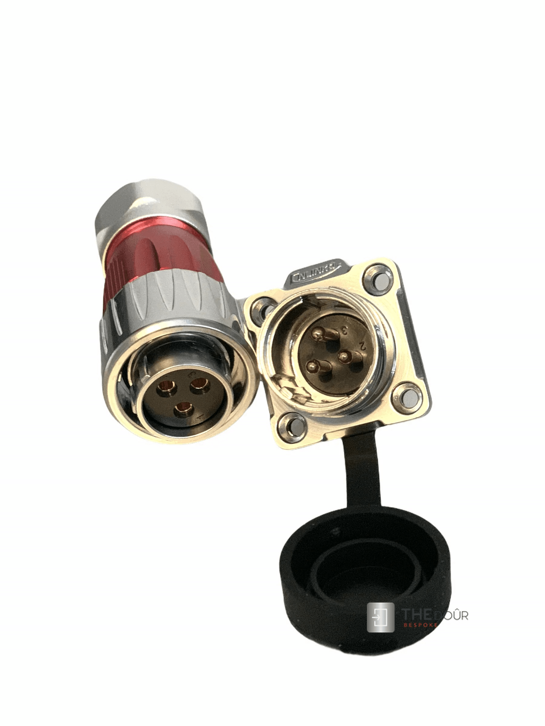 IP67 COMPACT Surface Mounted 240v Electric Hookup, Red & Chrome.