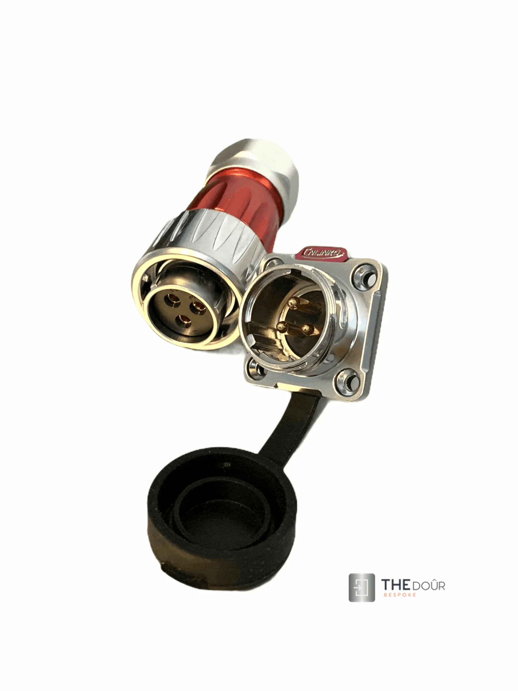 IP67 COMPACT Surface Mounted 240v Electric Hookup, Red & Chrome.