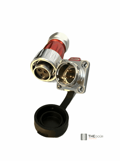 IP67 COMPACT Surface Mounted 240v Electric Hookup, Red & Chrome.