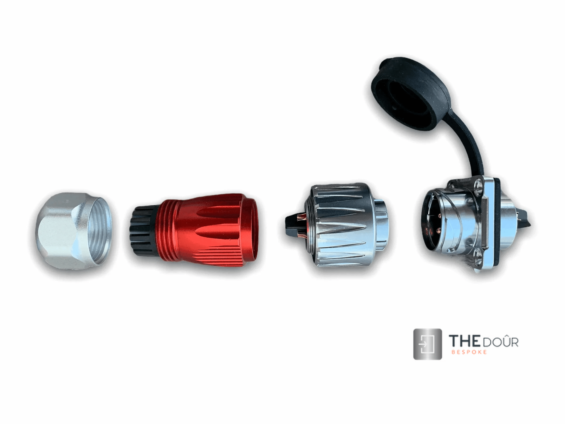 IP67 COMPACT Surface Mounted 240v Electric Hookup, Red & Chrome.