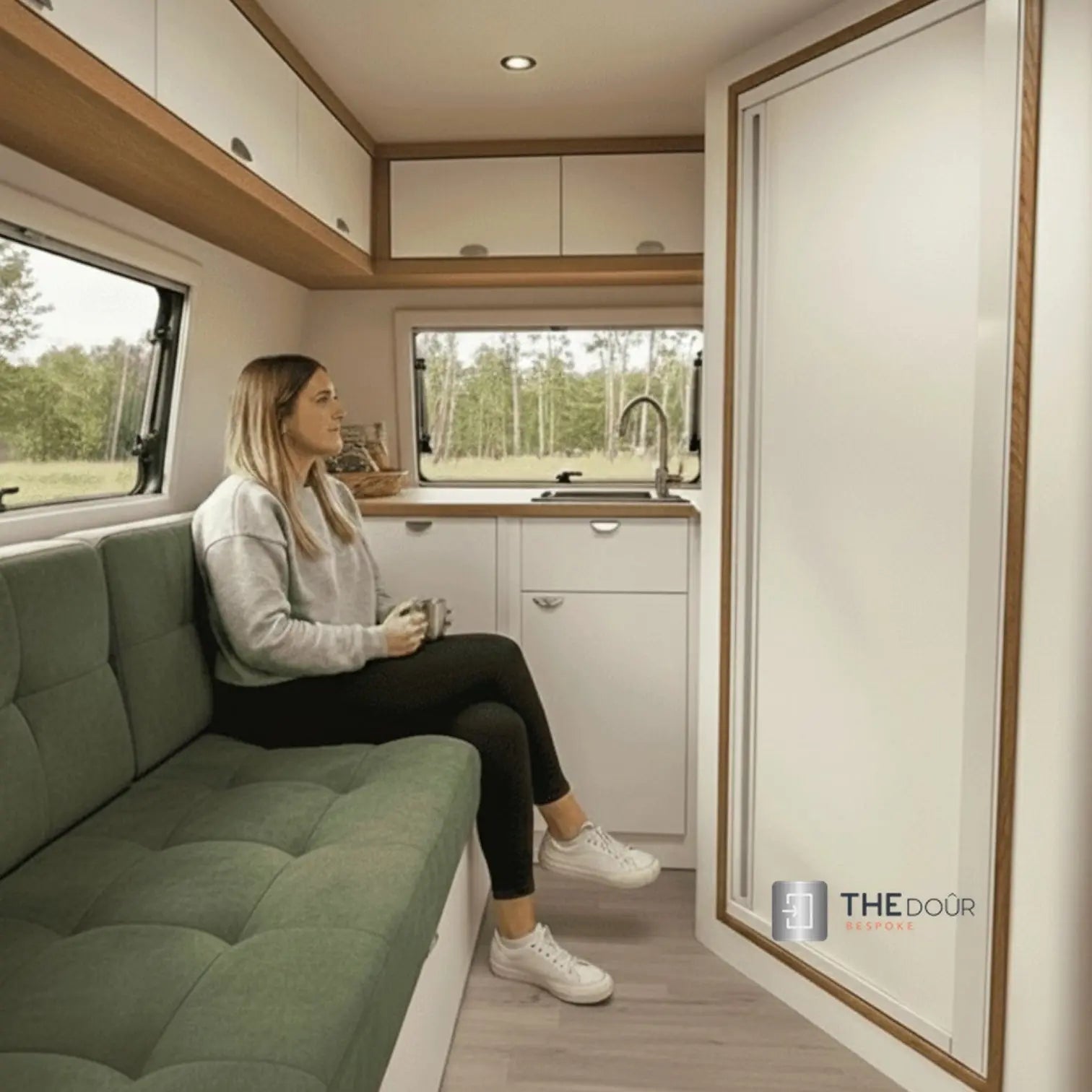 ROLdour Blanc Campervan / RV Shower Door Custom Made to Measure From 1500mm up to 2000mm Tall THEdoûr Bespoke