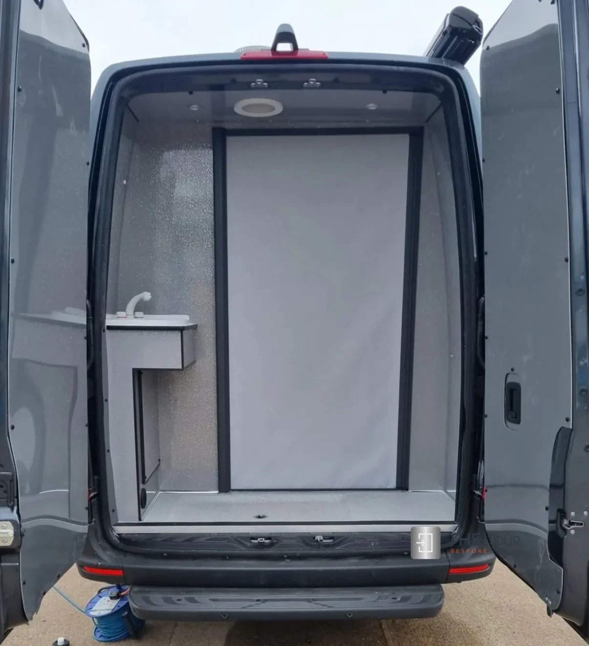 ROLdour Gloss Black Intrekbare waterdichte camper, RV Douchedeur kit Tambour Alternative