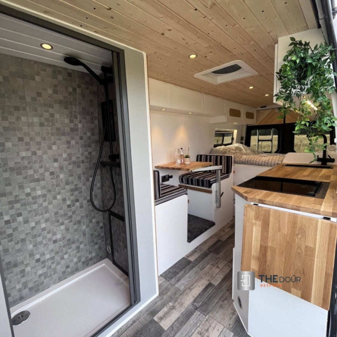 ROLdour Gloss Black Intrekbare waterdichte camper, RV Douchedeur kit Tambour Alternative