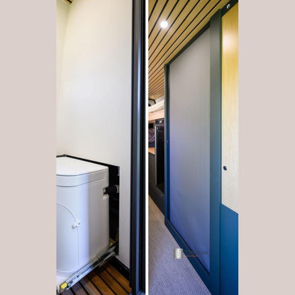 ROLdour Gloss Black Intrekbare waterdichte camper, RV Douchedeur kit Tambour Alternative