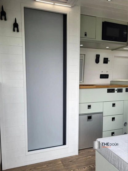 ROLdour Single Retractable door kit - Gloss Black frame-TAMdour-Dark grey,door,Drak grey,retractable dark grey door,ROLdour,shower,shower door