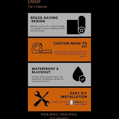 ROLdour Campervan / RV Shower Door PRE MADE 1700mm Tall x 1000mm Self Cut Width