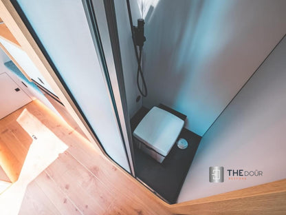 ROLdour Gloss Black Intrekbare waterdichte camper, RV Douchedeur kit Tambour Alternative