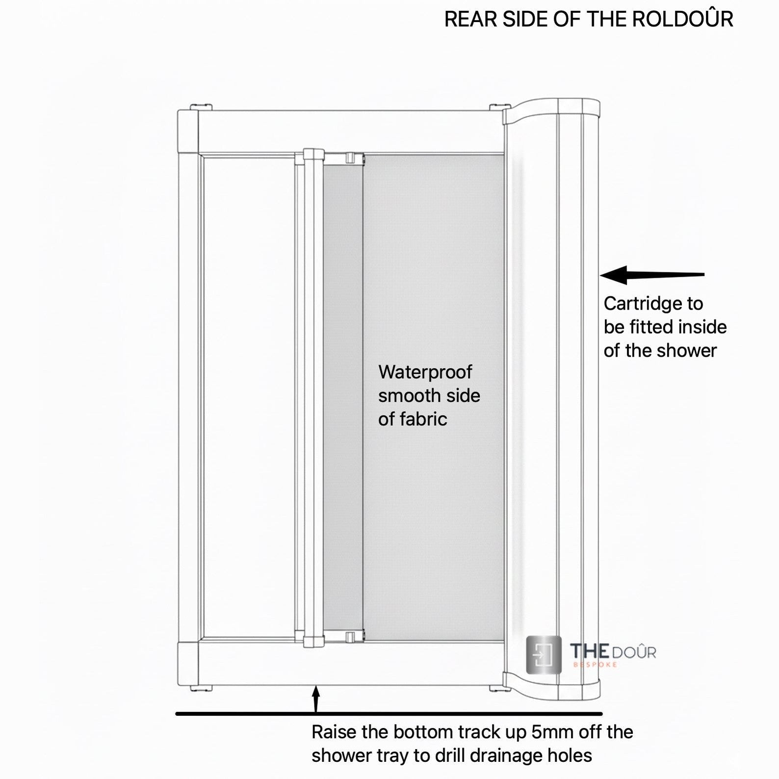 ROLdour Campervan / RV Shower Door PRE MADE 1750mm Tall x 1000mm Self Cut Width