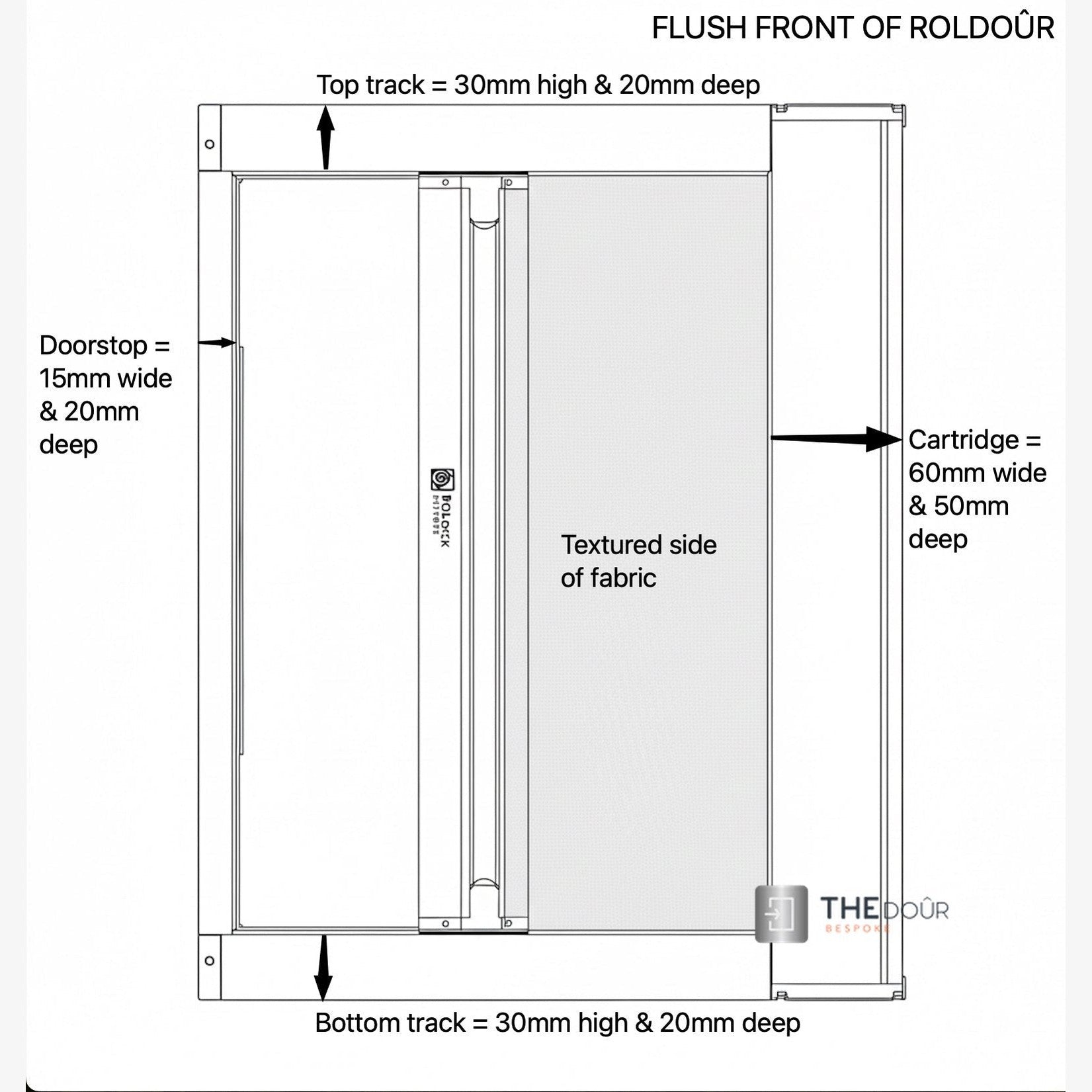 ROLdour Campervan / RV Shower Door PRE MADE 1800mm Tall x 1000mm Self Cut Width
