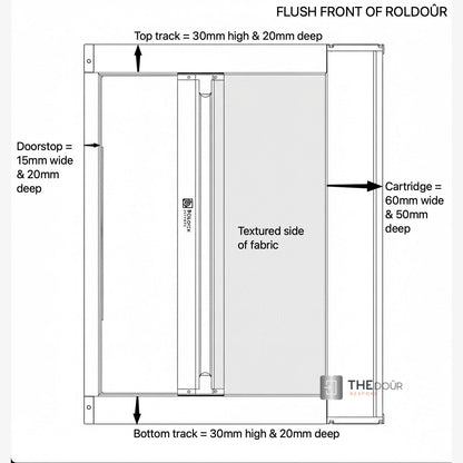 ROLdour Campervan / RV Shower Door PRE MADE 1800mm Tall x 1000mm Self Cut Width