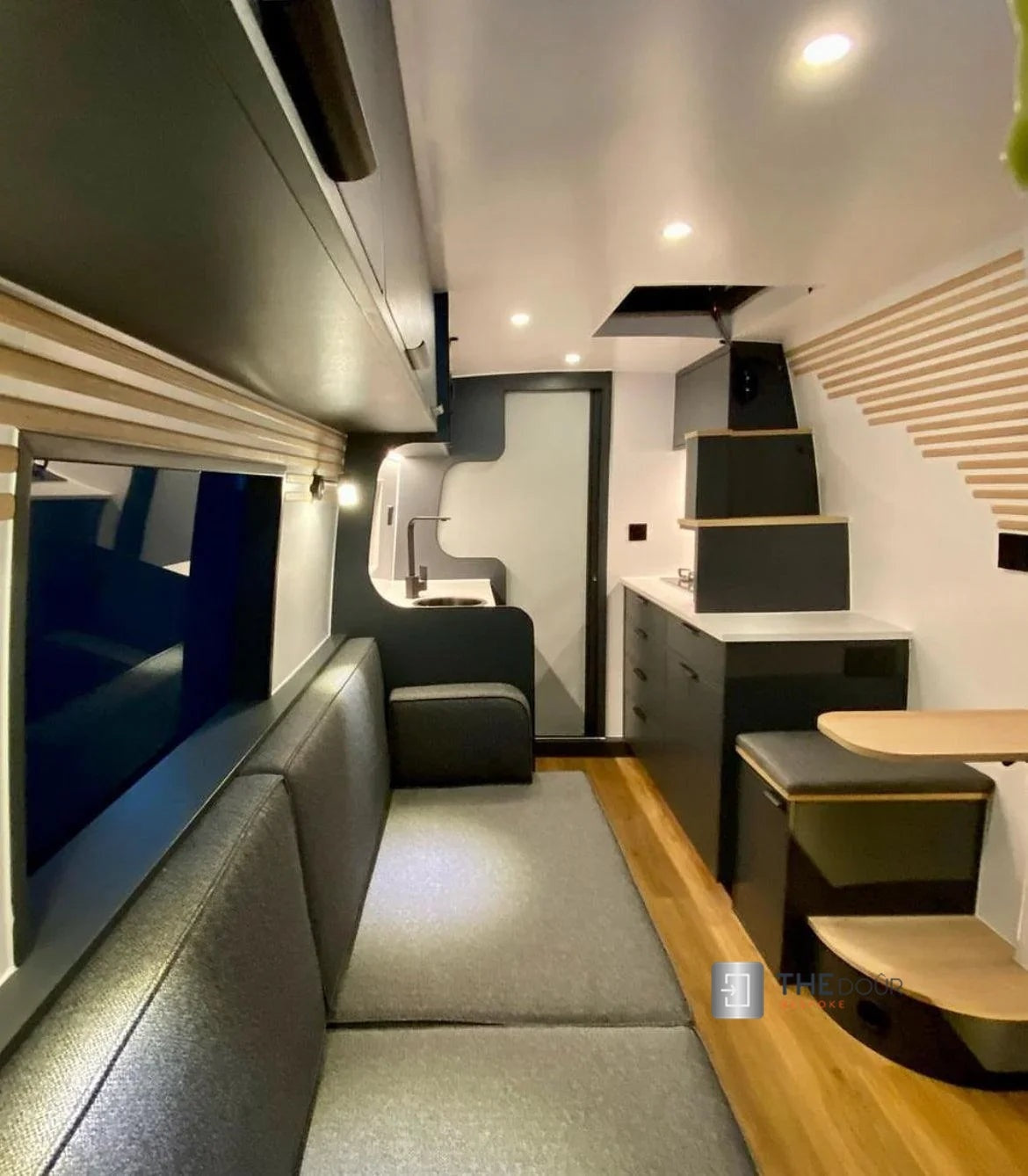 ROLdour Dark Grey Retractable Waterproof Campervan, RV Shower door kit Tambour Alternative