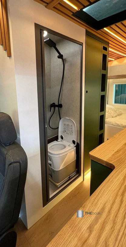 ROLdour Dark Grey Retractable Waterproof Campervan, RV Shower door kit Tambour Alternative