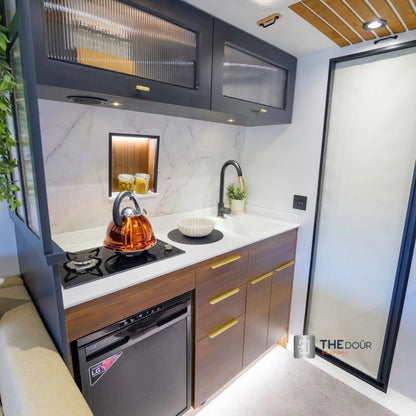 ROLdour Dark Grey Retractable Waterproof Campervan, RV Shower door kit Tambour Alternative