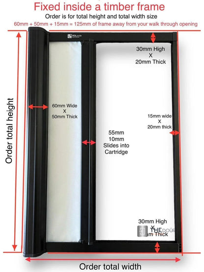 ROLdour Small Custom Made, Space Saving Horizontal or Vertical Sliding Door / Screen, Waterproof, Blackout in Lightweight Aluminium Frame