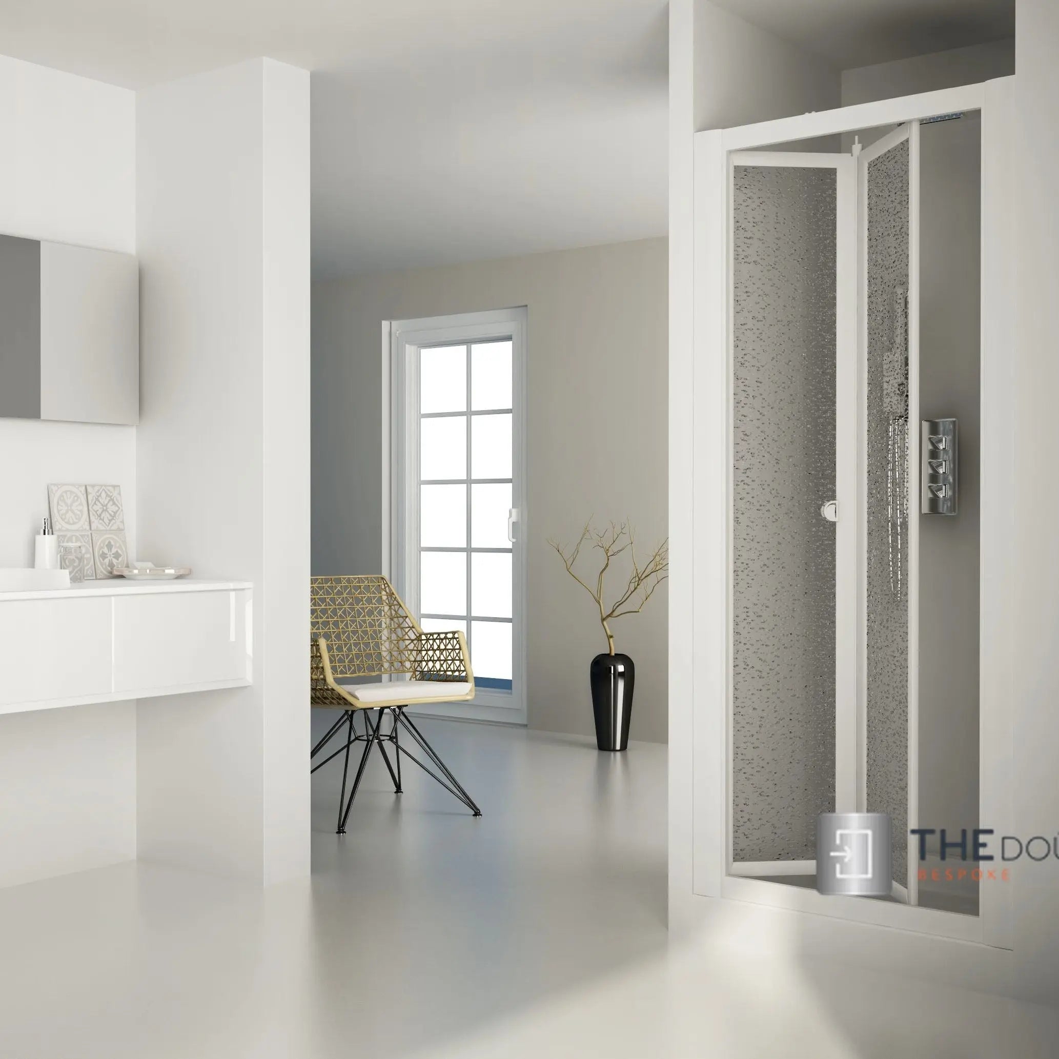 SAFEdour (ZERO Glass) Bi-Folding Safe Shower Door for Homes, Public Spaces, Campervans & Motorhomes THEdoûr Bespoke