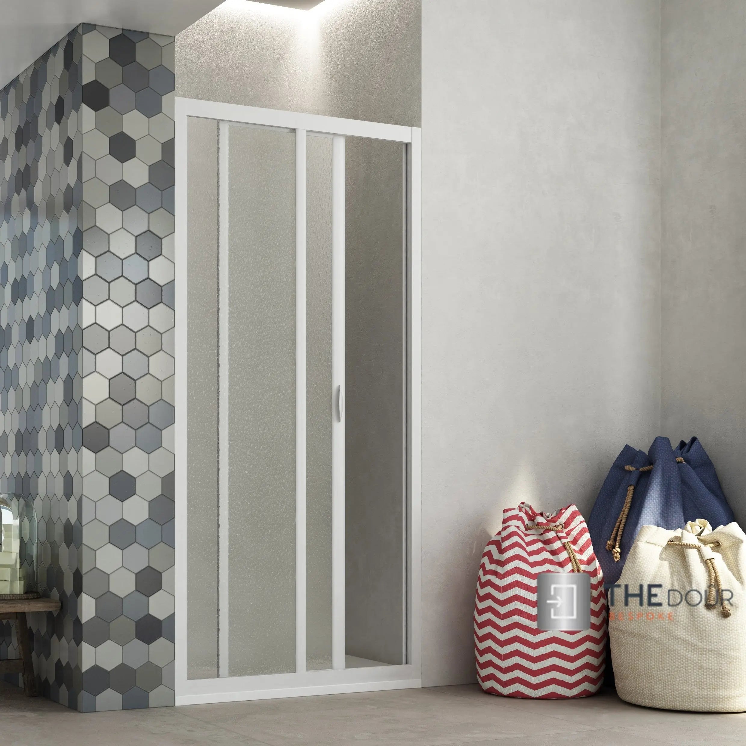 SAFEdour (ZERO Glass) Single Sliding Shower Door for Homes, Public Spaces, Campervans & Motorhomes THEdoûr Bespoke