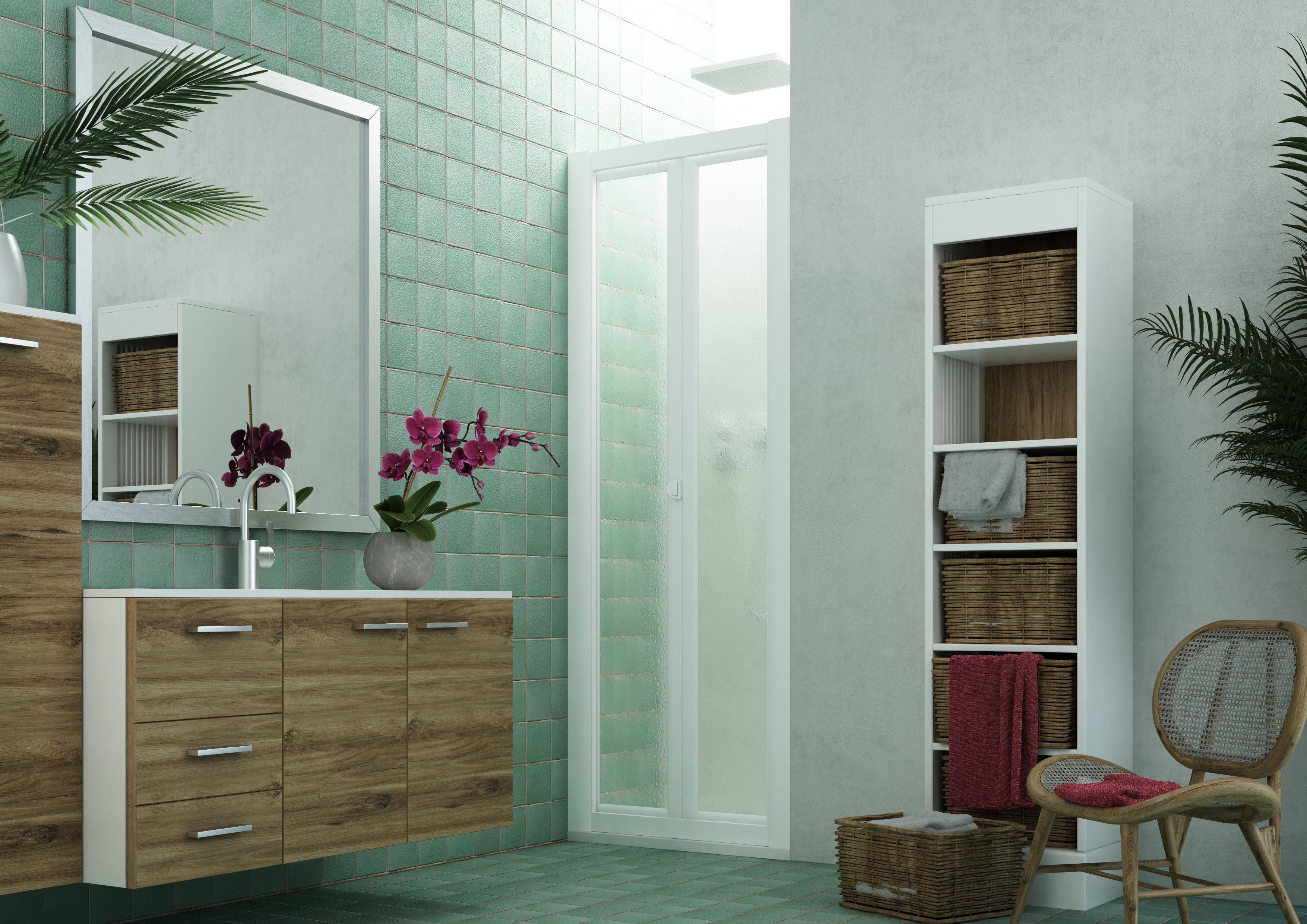 SAFEdour (ZERO Glass) Bi-Folding Safe Shower Door for Homes, Public Spaces, Campervans & Motorhomes