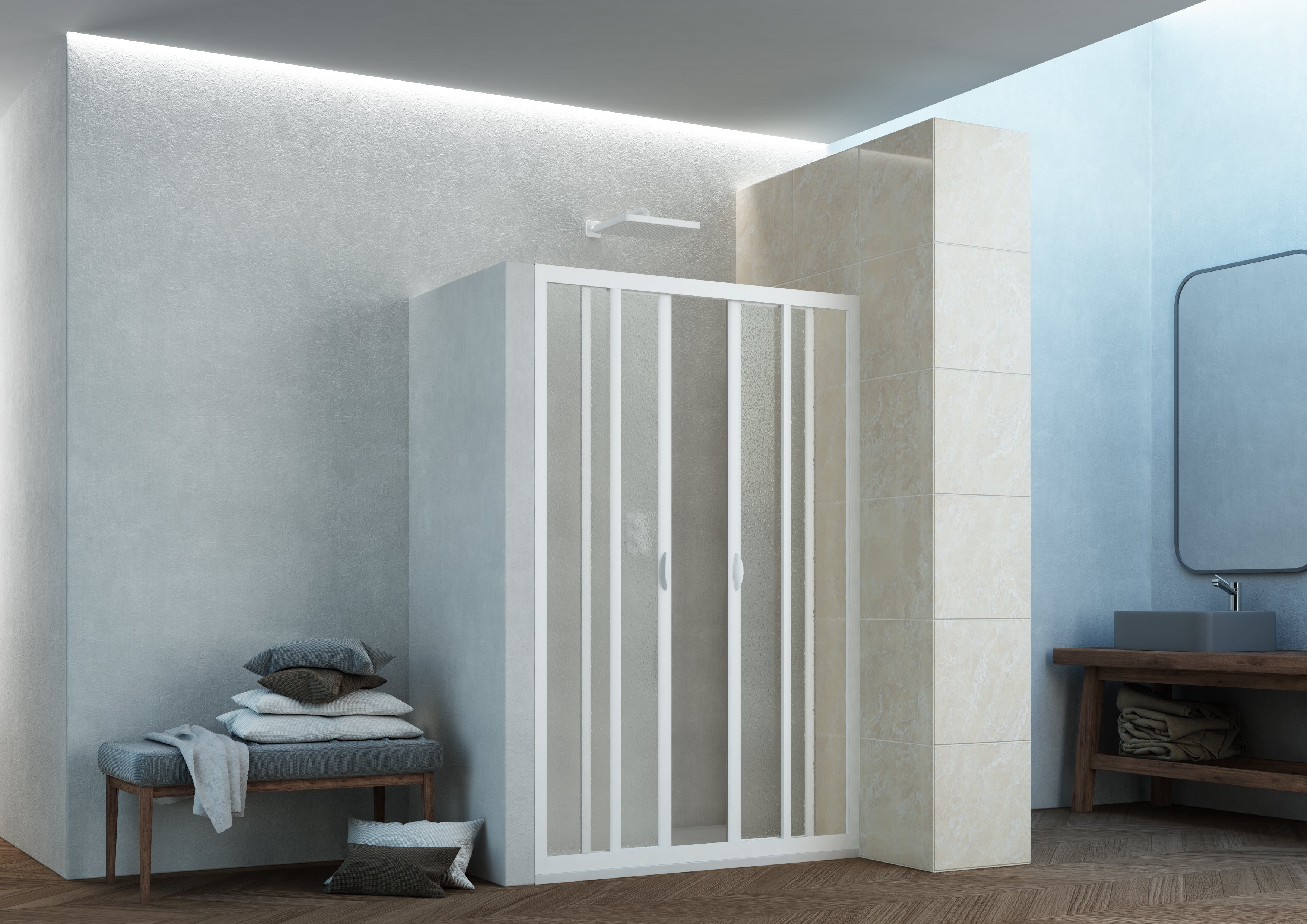 SAFEdour (ZERO Glass) Double Sliding Shower Door for Homes, Public Spaces, Campervans & Motorhomes