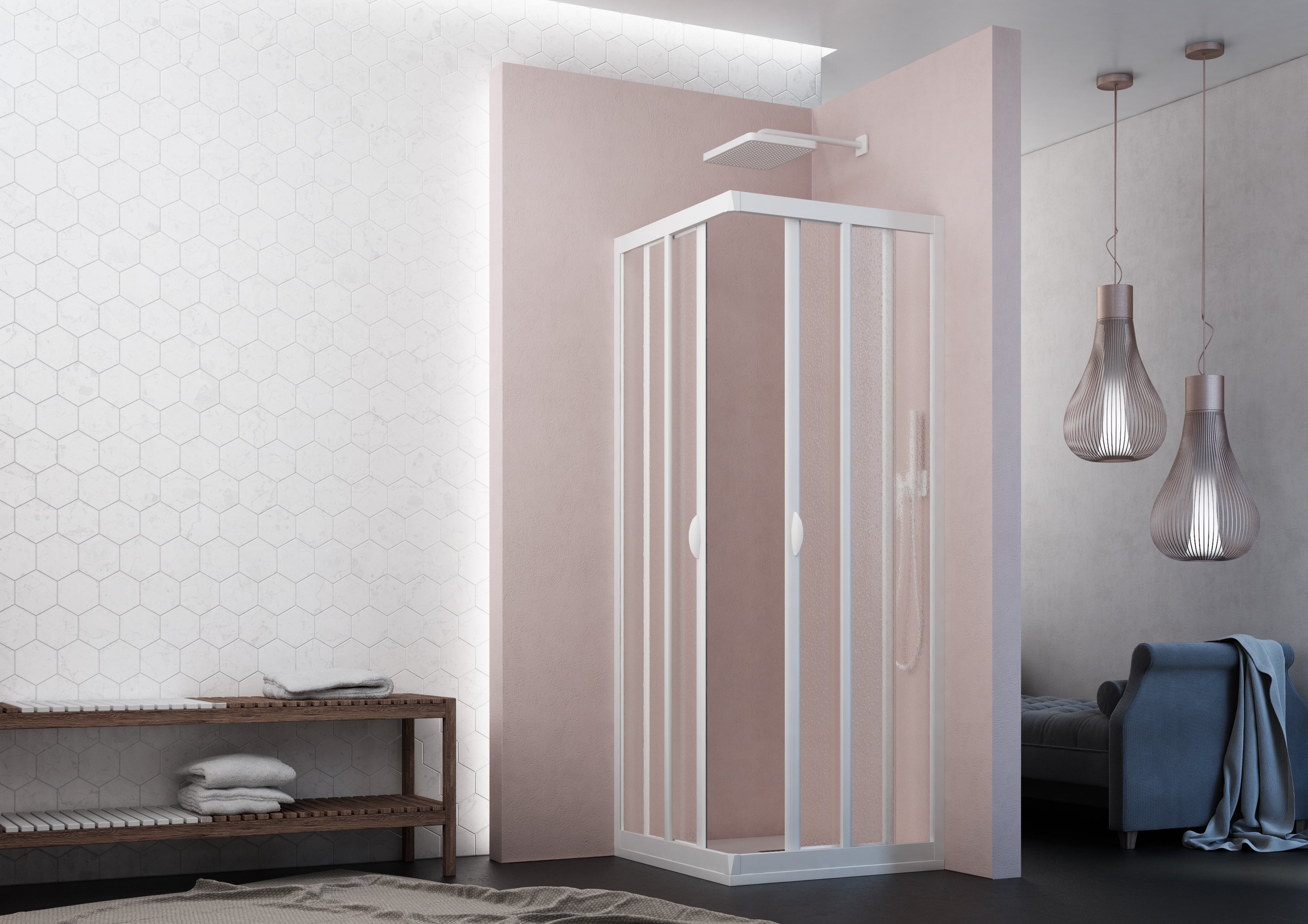 SAFEdour (ZERO Glass) Safe Double Sliding Corner Shower Enclosure for Homes, Public Spaces, Campervans & Motorhomes
