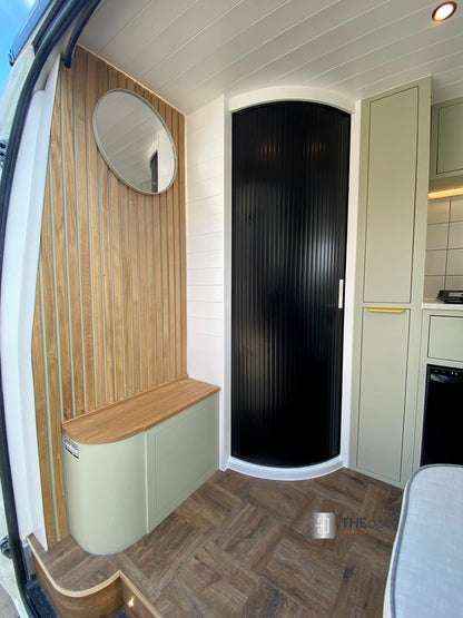 TAMdoûr Tambour Door Kit Cut 1850mm x 700mm with Flex Track for Straight Slide with 90 degree turn or Curved Close Finish